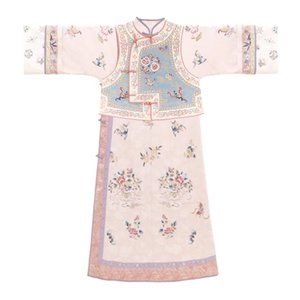 Woman Replica Antique Chinese-Qingh Style Dress + Vest